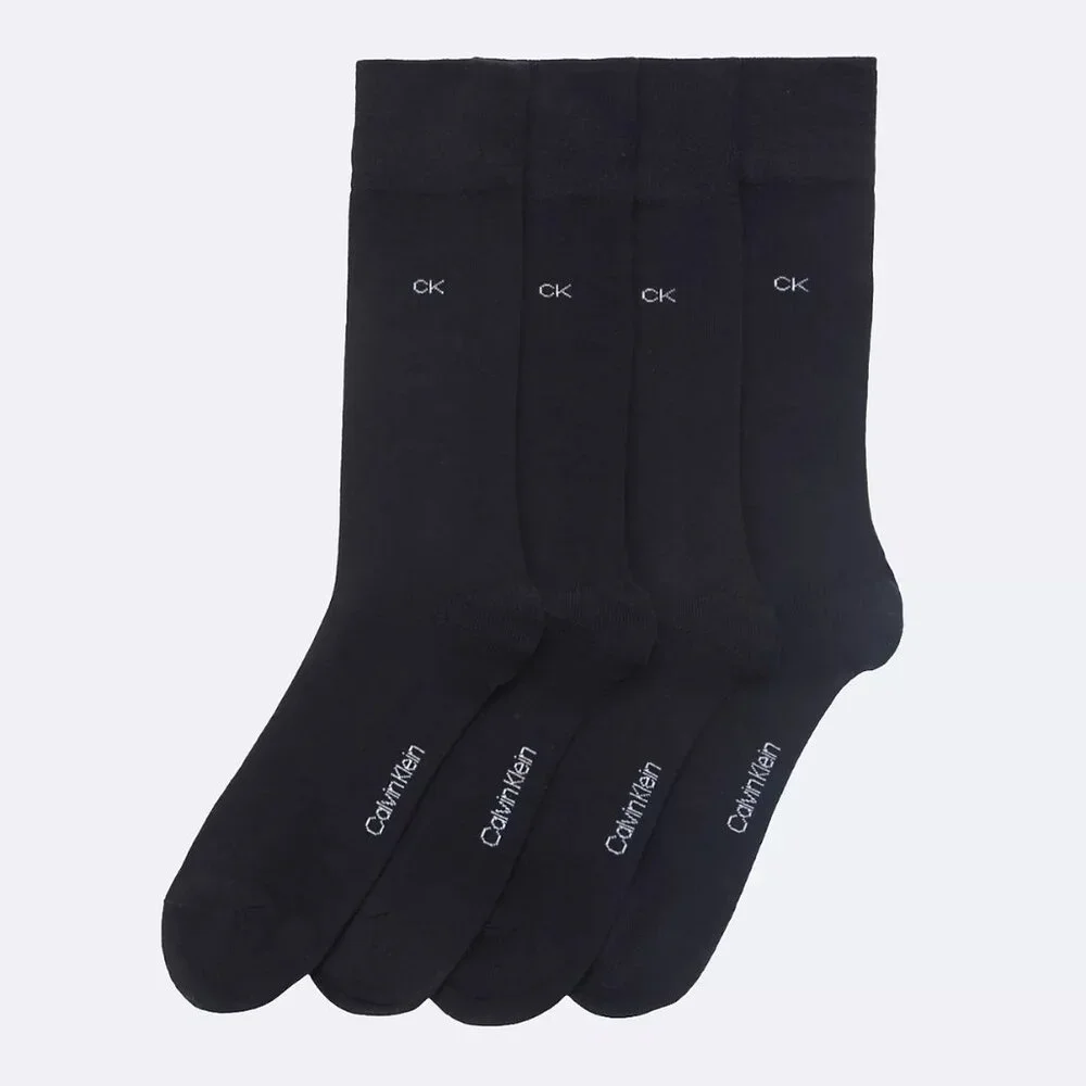 4 pair Calvin Klein flat knit, combed cotton Crew Socks